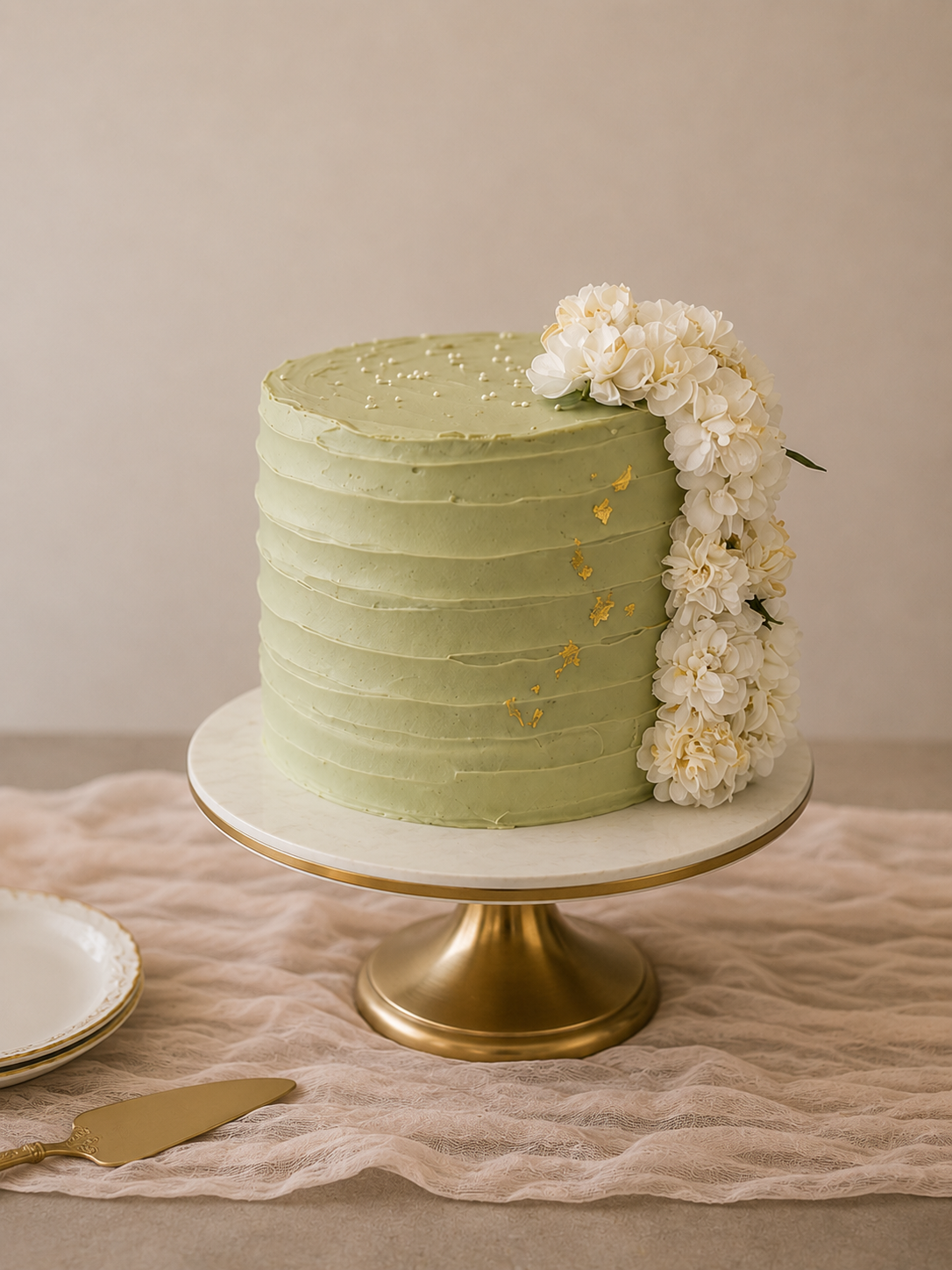 Sage green elegant buttercream cake